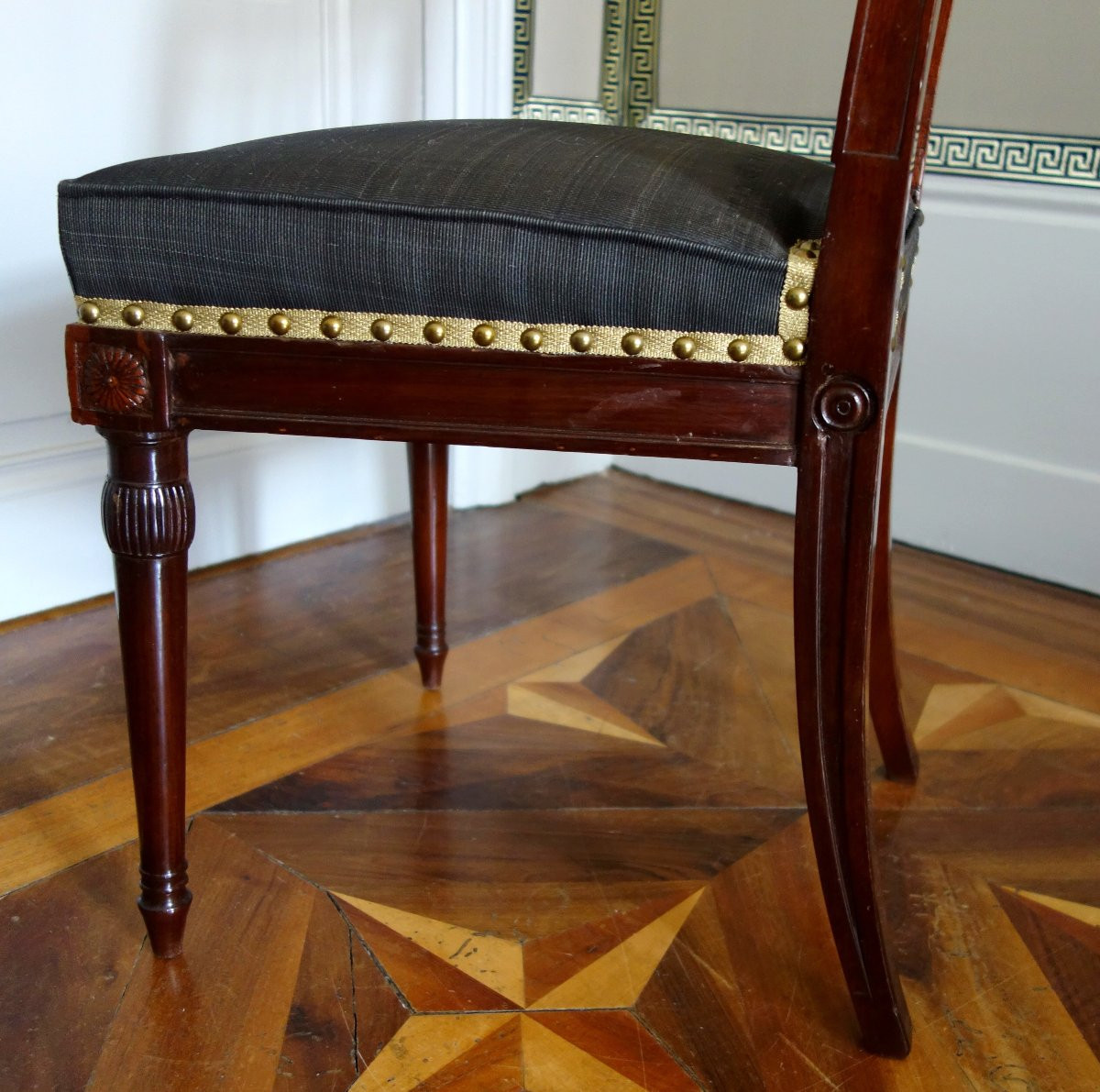 Georges Jacob - chaise à l'etrusque d'époque Directoire en acajou & crin de cheval - estampille-photo-3
