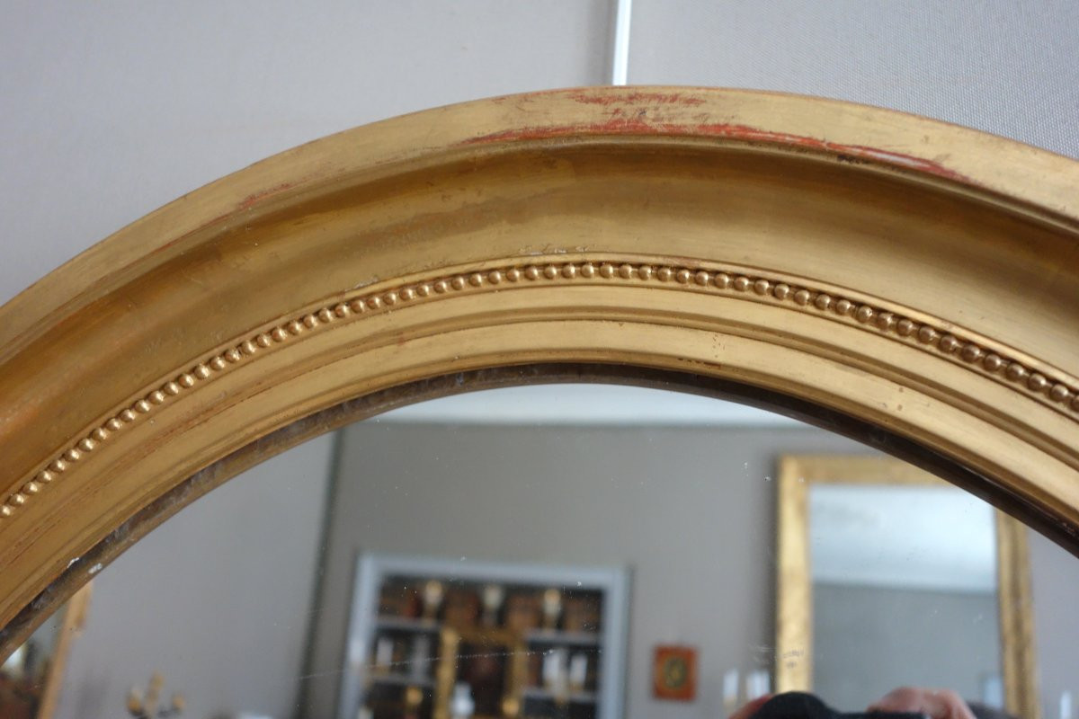 Pair Of Large Oval Mirrors In Gilded Wood And Mercury Glass In The Louis XVI Style-photo-4