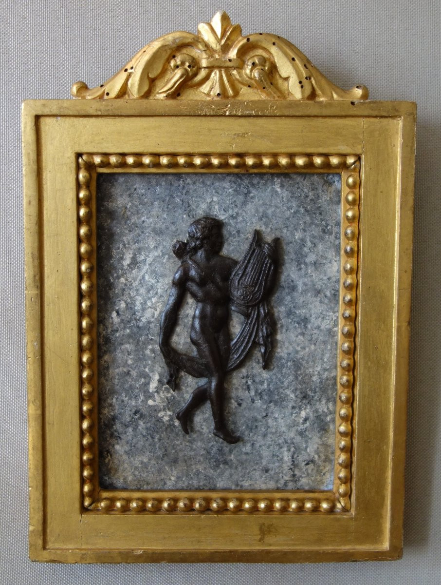 Souvenirs Du Grand Tour - Pair Of Miniature Paintings In Bronze, Faux Marble And Gilded Wood-photo-2