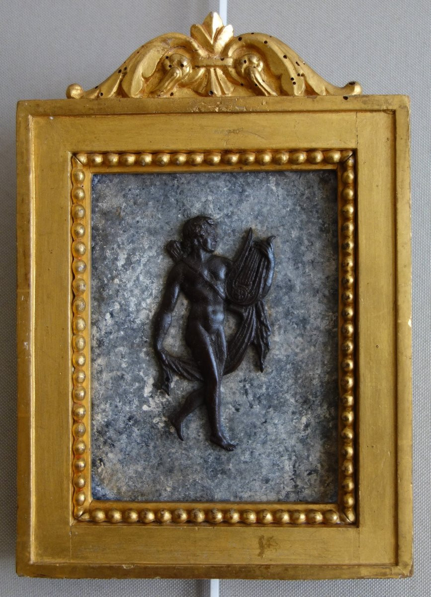 Souvenirs Du Grand Tour - Pair Of Miniature Paintings In Bronze, Faux Marble And Gilded Wood-photo-3