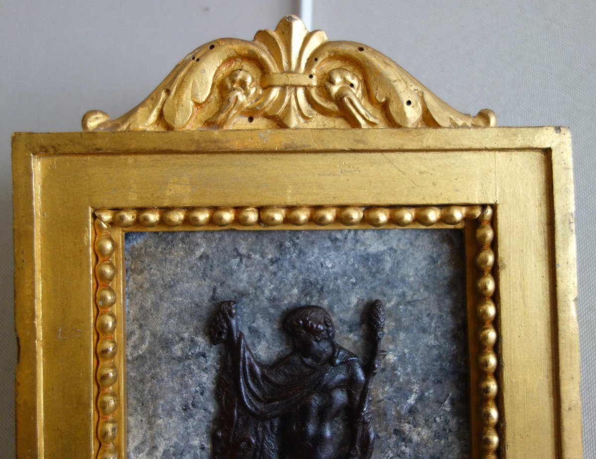 Souvenirs Du Grand Tour - Pair Of Miniature Paintings In Bronze, Faux Marble And Gilded Wood-photo-4