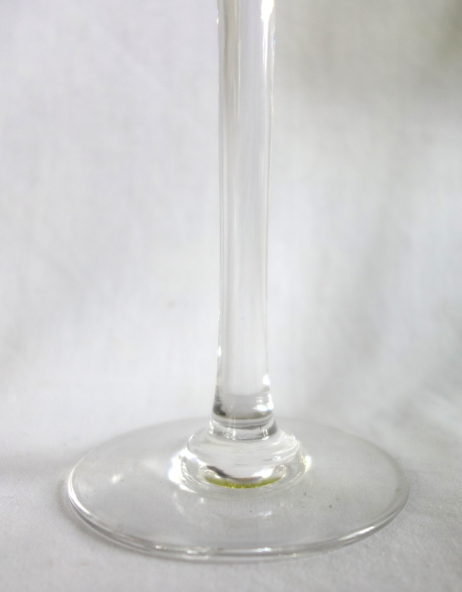 Baccarat: Suite Of 6 Roemers Rhine Wine Glasses In Moss Green / Chartreuse Overlay Crystal-photo-5