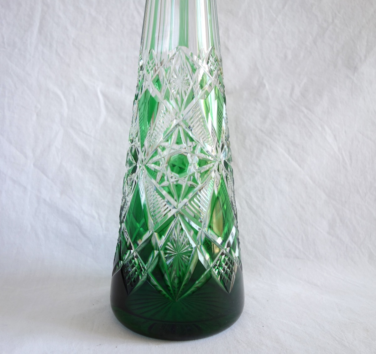 Baccarat: Rhine Wine Decanter In Green Overlay Crystal, Lagny Model - 42cm-photo-2