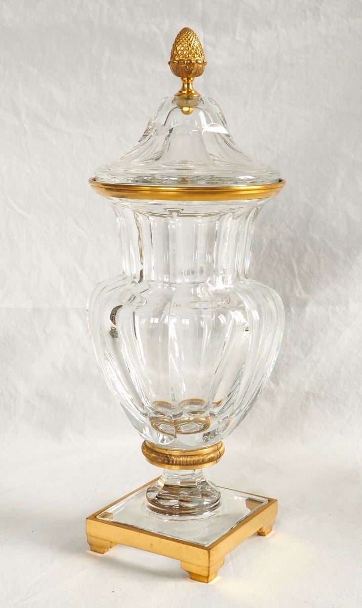 Baccarat: Tall Crystal And Gilt Bronze Vase - Malmaison Model