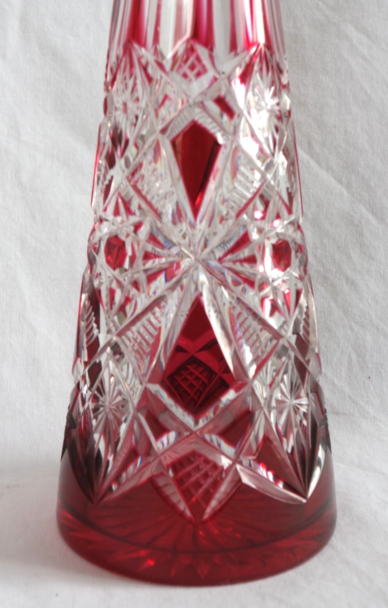 Baccarat : Service à liqueur en cristal overlay rose, modèle Lagny-photo-4