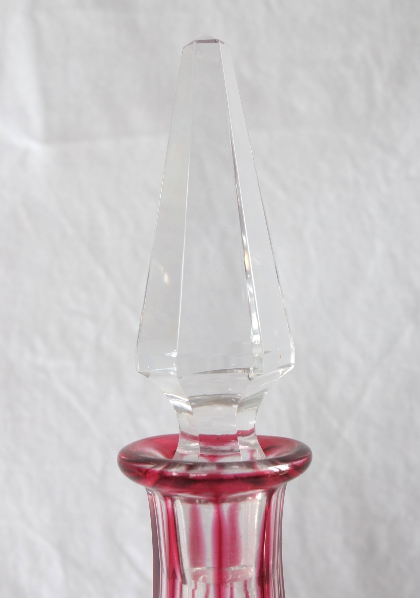 Baccarat : Service à liqueur en cristal overlay rose, modèle Lagny-photo-1