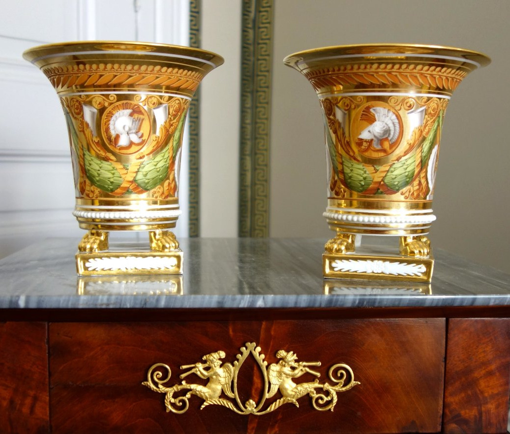 Manufacture Schoelcher, attribué à, paire de cache-pots d'époque Empire Restauration - ca 1820