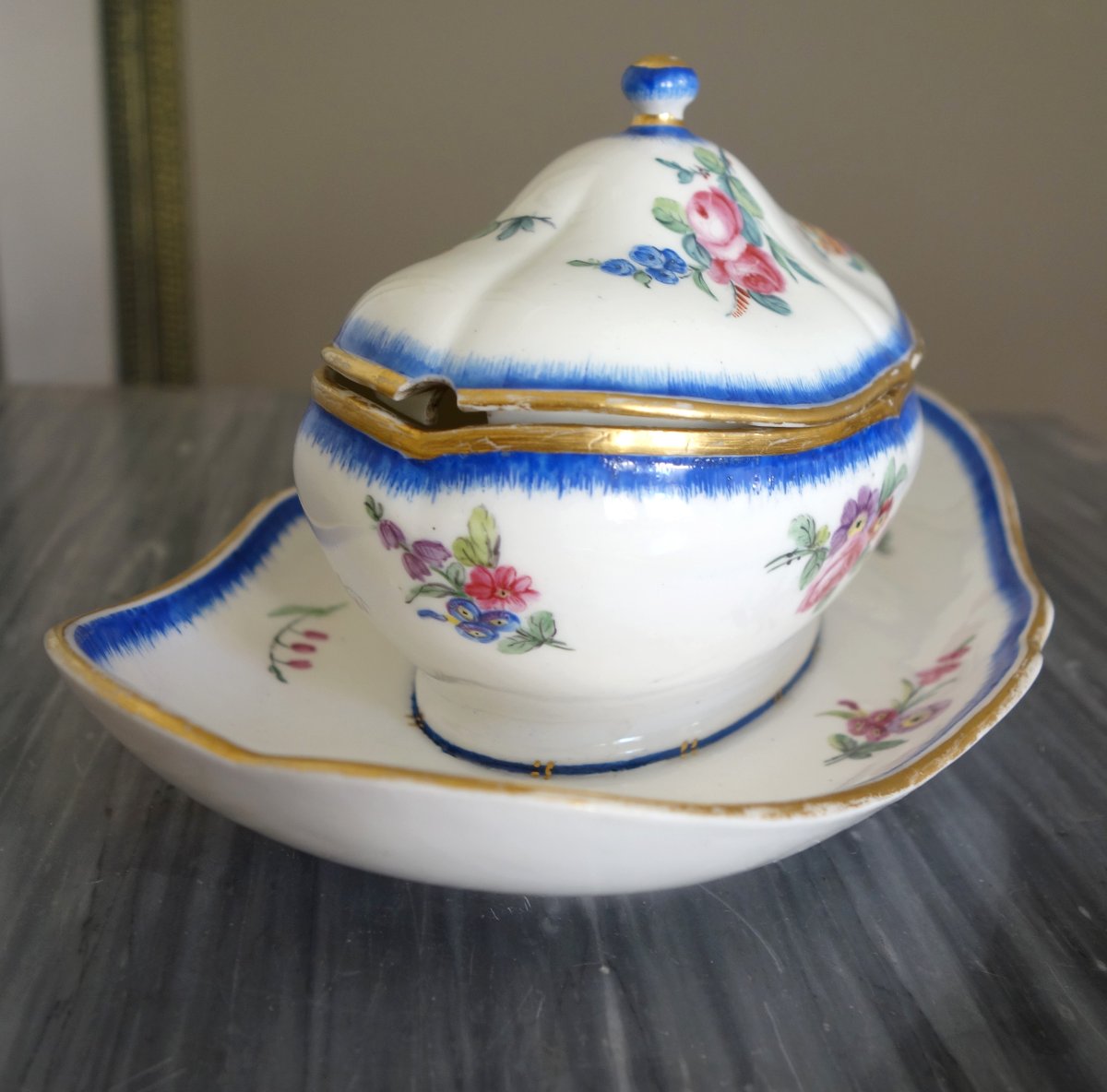 Manufacture De Sèvres, Louis XVI Period Porcelain Saucer Sugar Pot - Signed & Dated 1777-photo-2