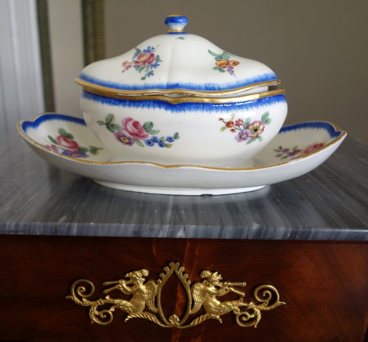 Manufacture De Sèvres, Louis XVI Period Porcelain Saucer Sugar Pot - Signed & Dated 1777