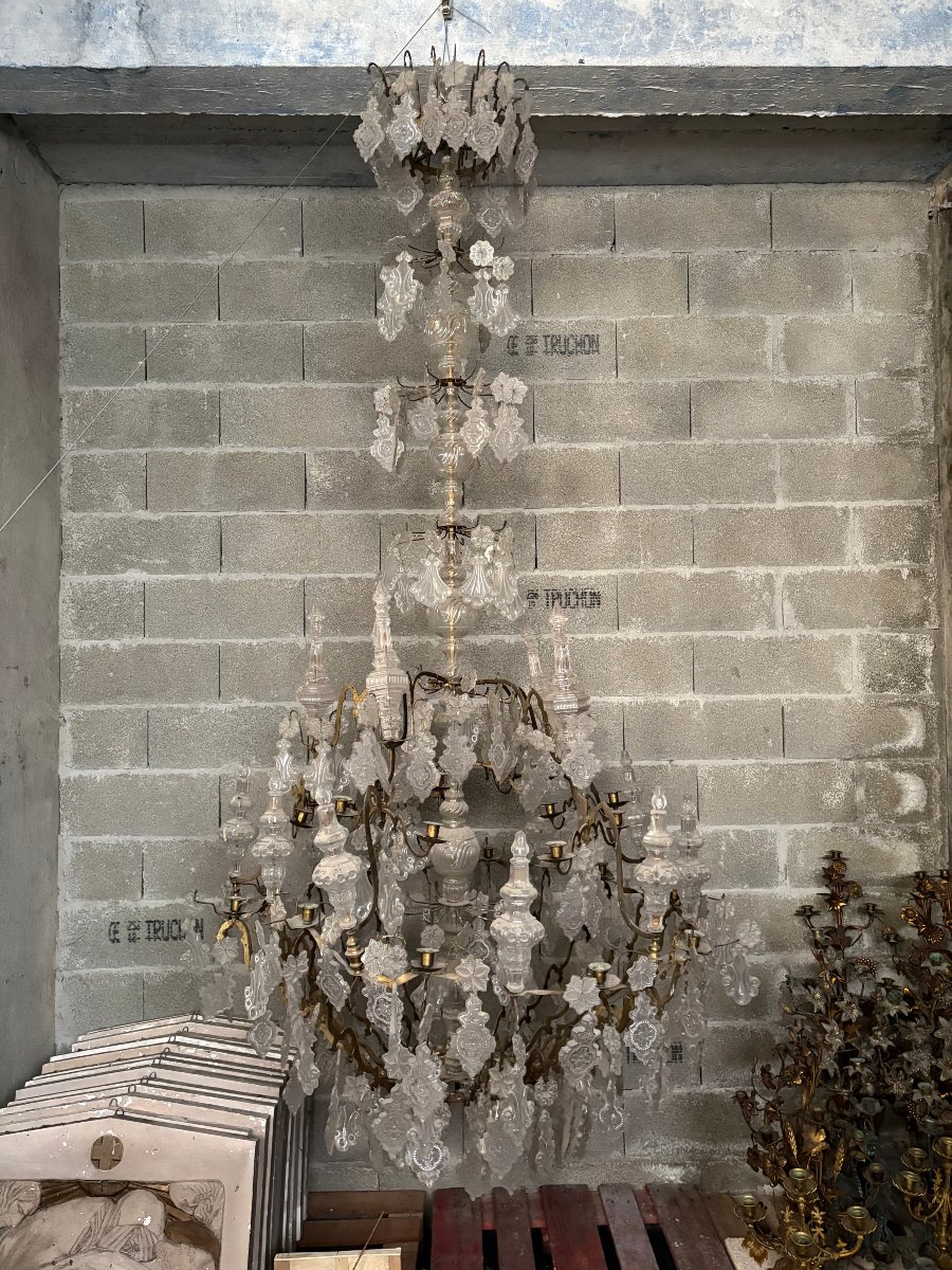 Spectaculaire lustre de Style Louis XV 24 feux - 3m de hauteur-photo-3