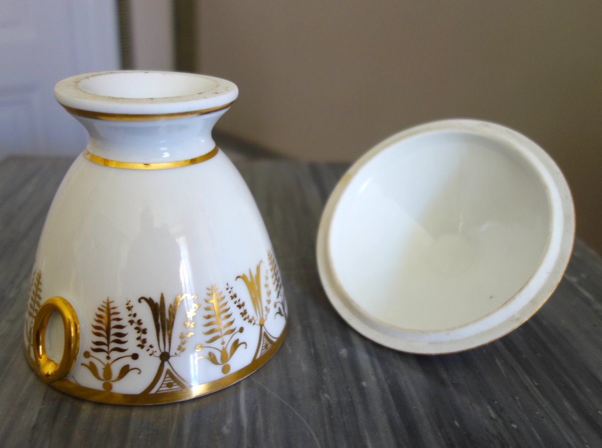 White And Gold Empire-style Porcelain Sugar Bowl And Candy Dish-photo-3