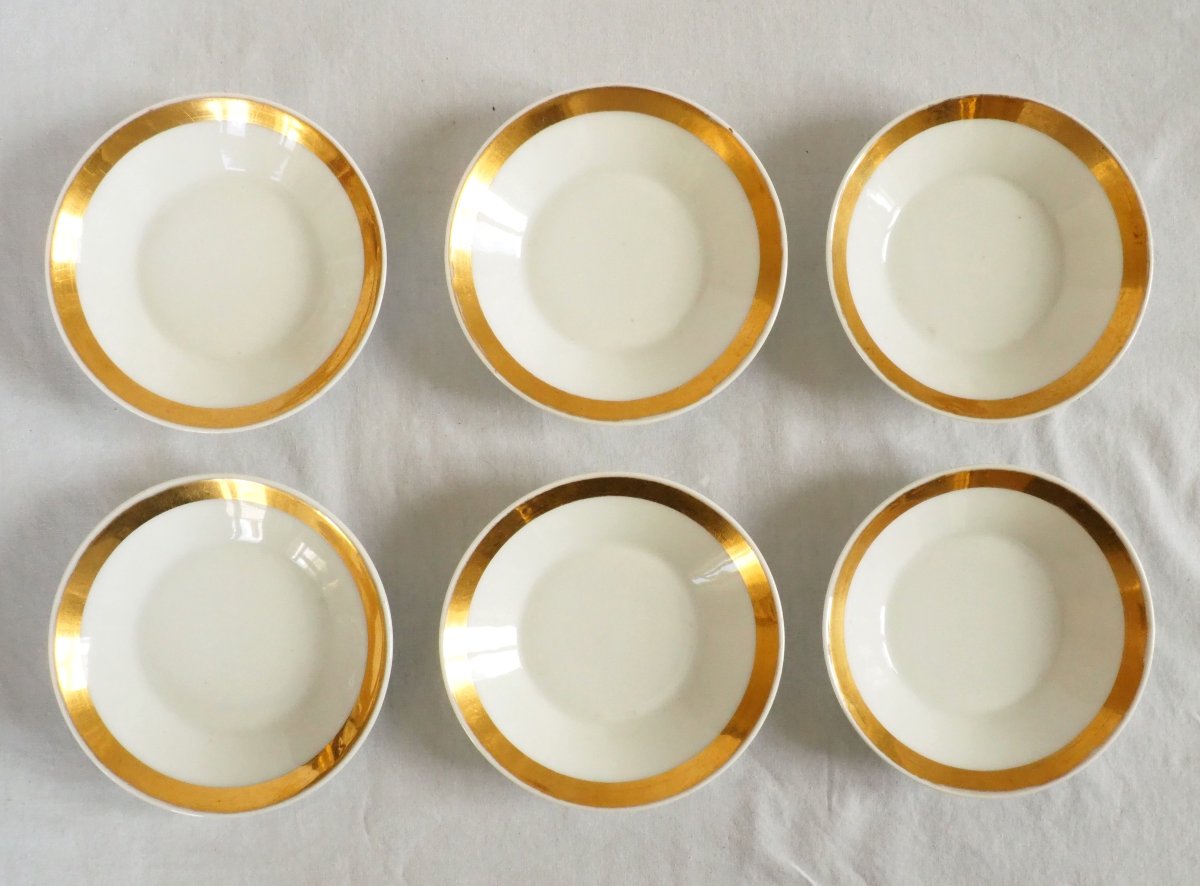 Service à café de 6 tasses litron en Porcelaine de Paris dorée or fin - Empire début 19e-photo-5