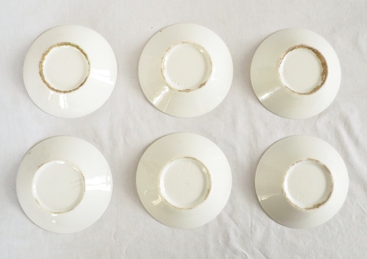 Service à café de 6 tasses litron en Porcelaine de Paris dorée or fin - Empire début 19e-photo-6
