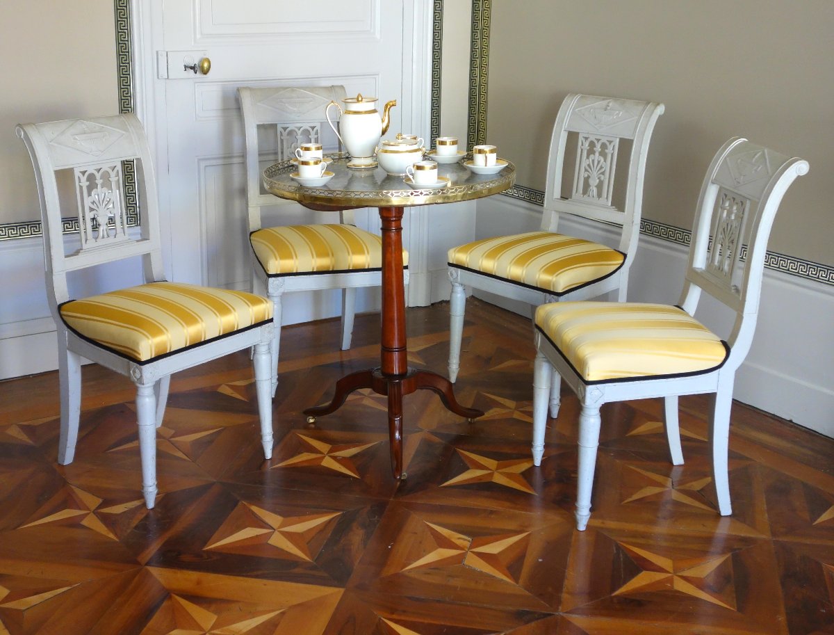 Louis XVI-era Tilting Side Table Made Of Solid Mahogany And Marble-photo-5
