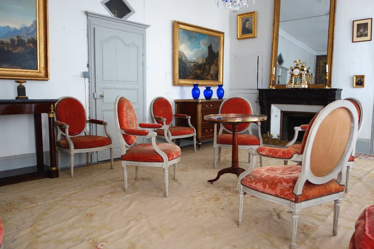 Louis XVI-era Tilting Side Table Made Of Solid Mahogany And Marble-photo-8