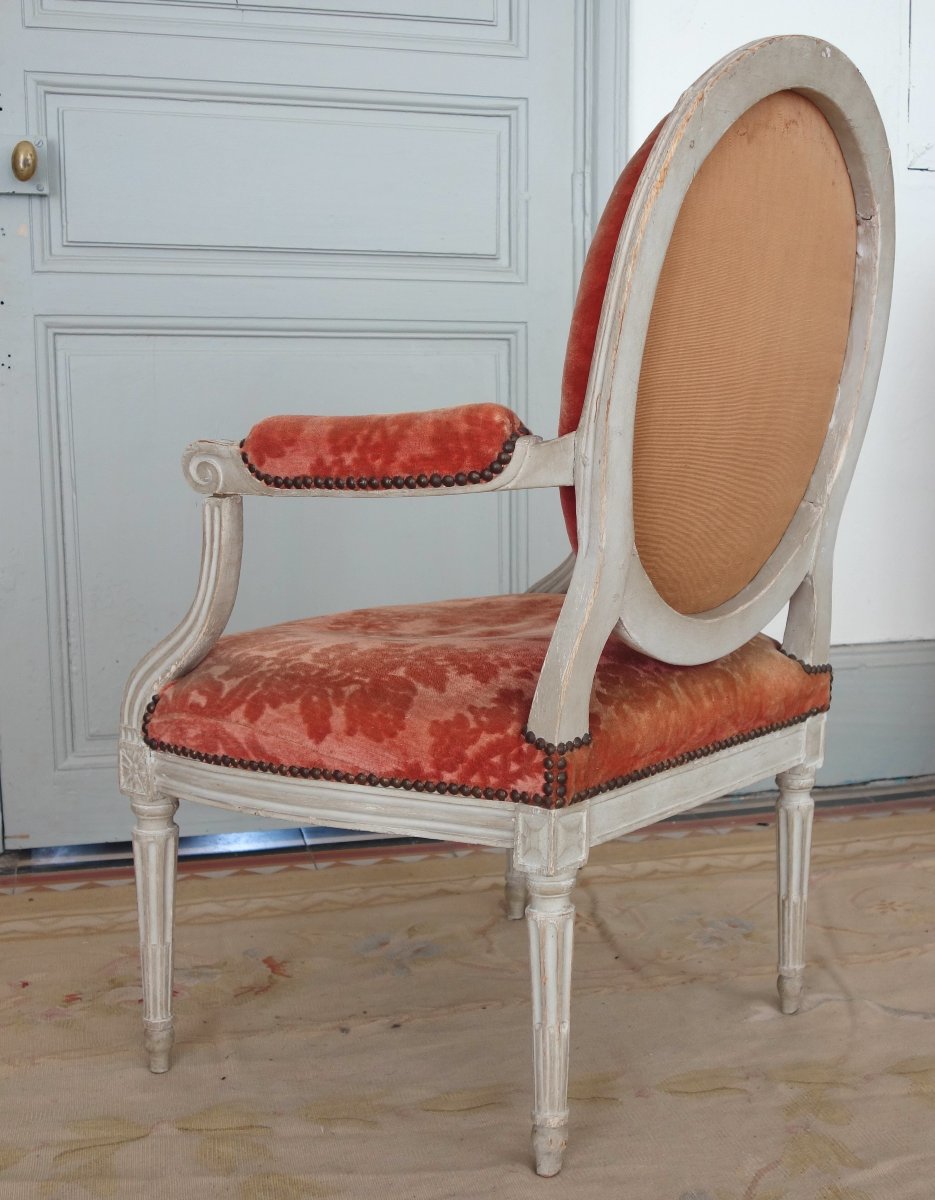 Mobilier de salon 9 pièces d'époque Louis XVI - estampille de Jacques Lechartier-photo-3