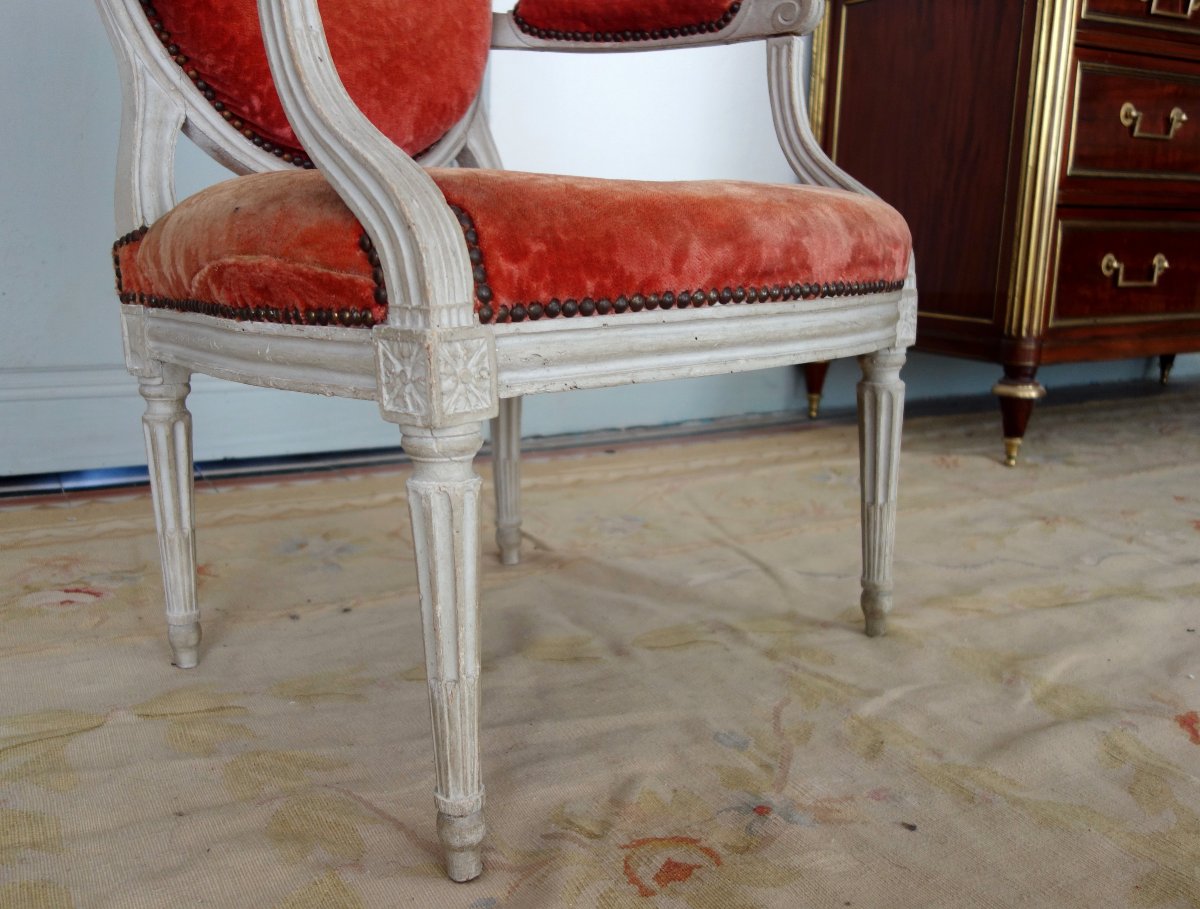 Mobilier de salon 9 pièces d'époque Louis XVI - estampille de Jacques Lechartier-photo-1