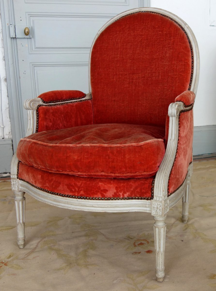 Mobilier de salon 9 pièces d'époque Louis XVI - estampille de Jacques Lechartier-photo-2