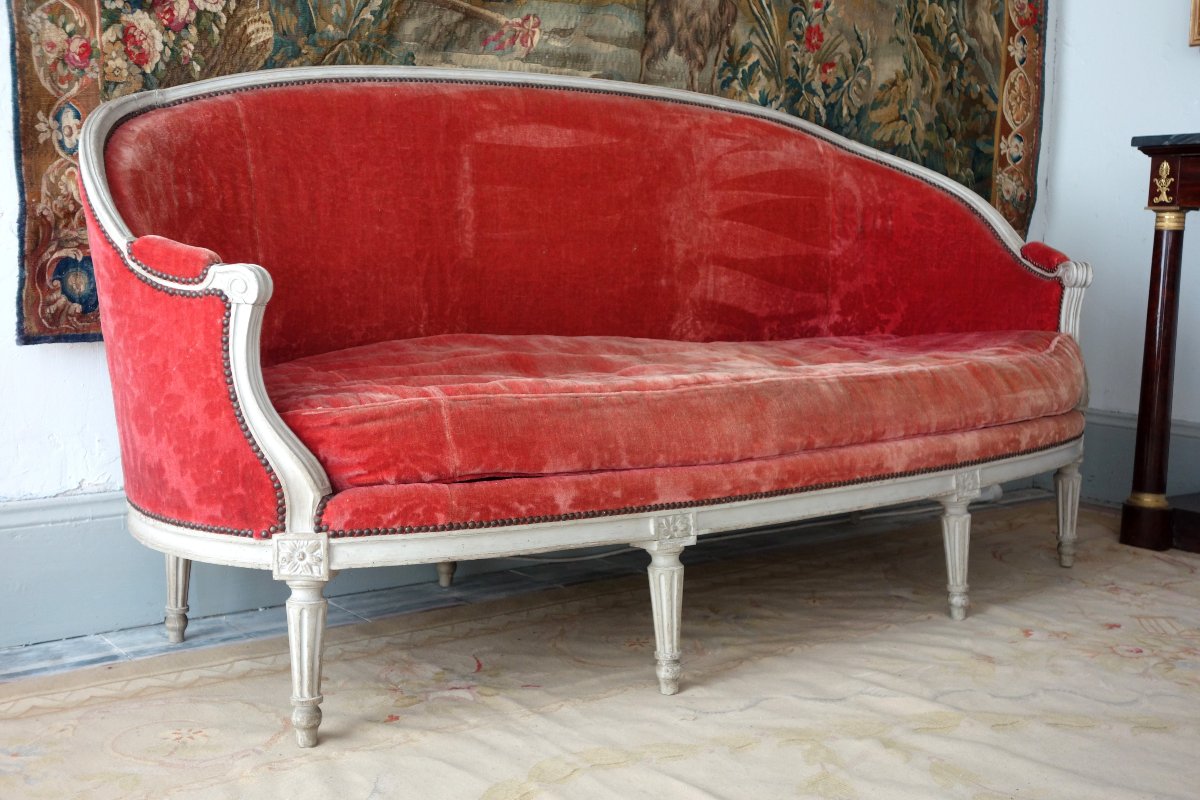 Mobilier de salon 9 pièces d'époque Louis XVI - estampille de Jacques Lechartier-photo-5