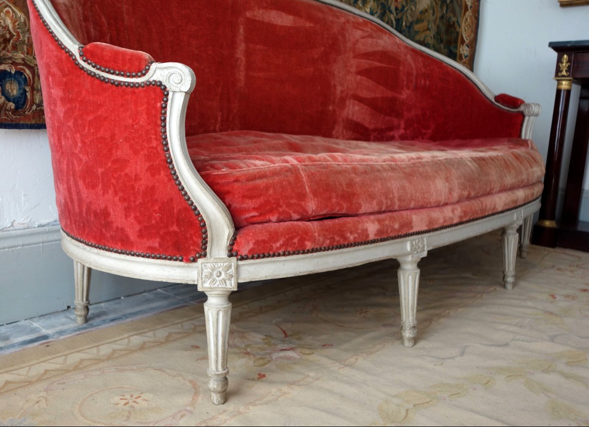 Mobilier de salon 9 pièces d'époque Louis XVI - estampille de Jacques Lechartier-photo-6