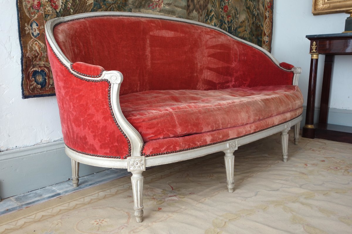 Mobilier de salon 9 pièces d'époque Louis XVI - estampille de Jacques Lechartier-photo-7