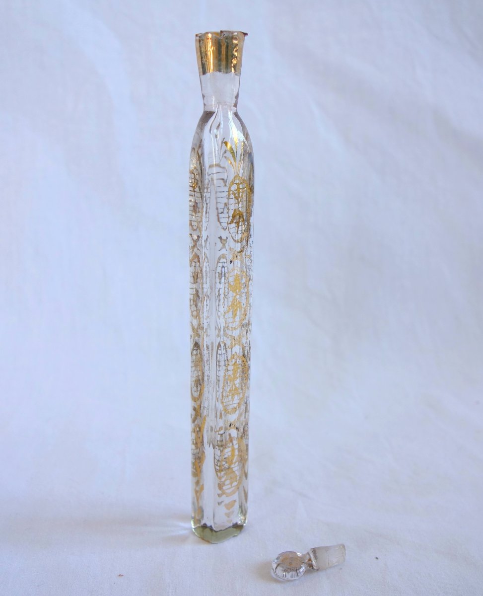 Flacon de parfum de voyage d'époque 18e siècle en verre doré-photo-3