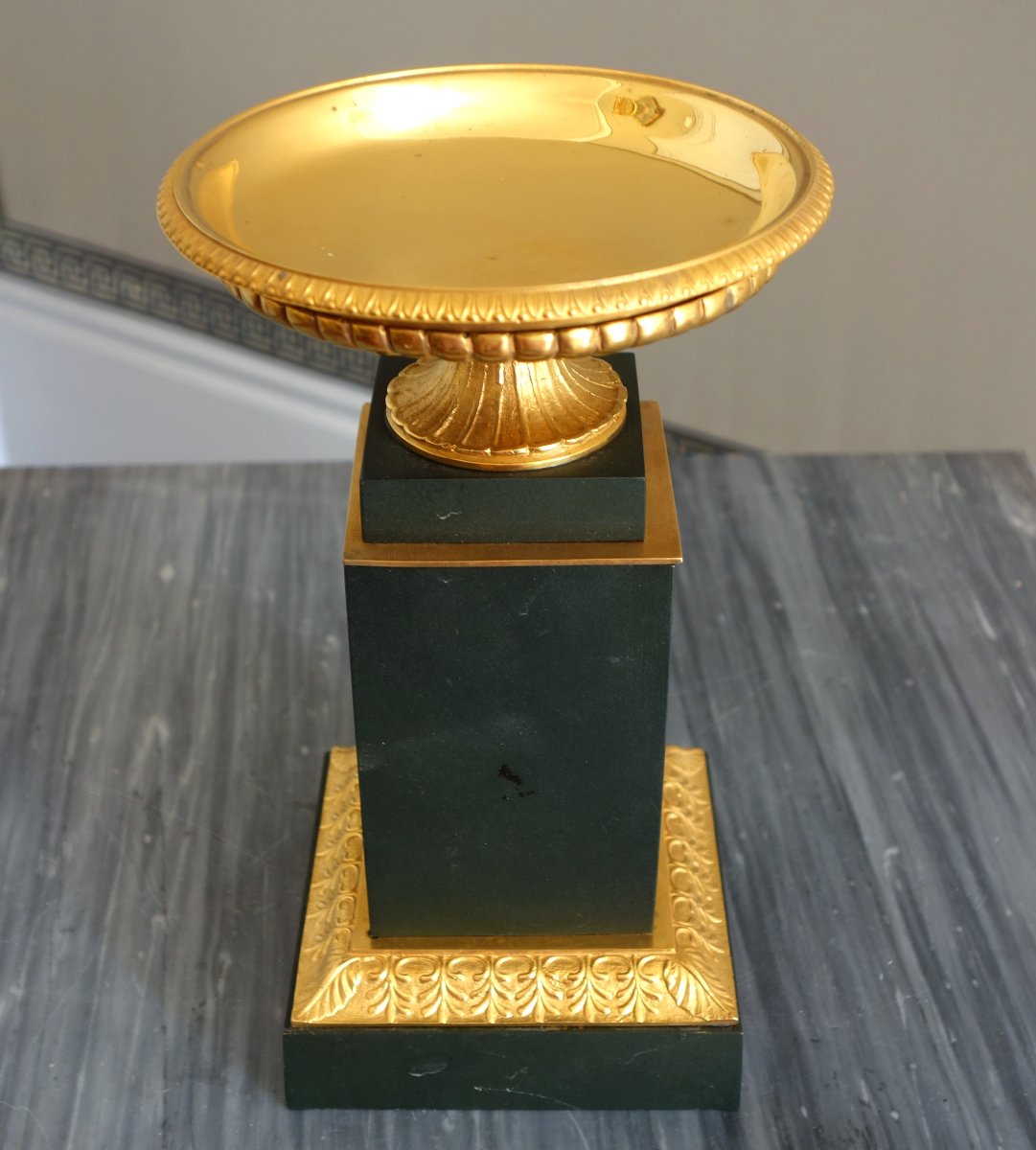Paire de cassolettes Empire en bronze patiné et doré - Epoque Restauration-photo-4