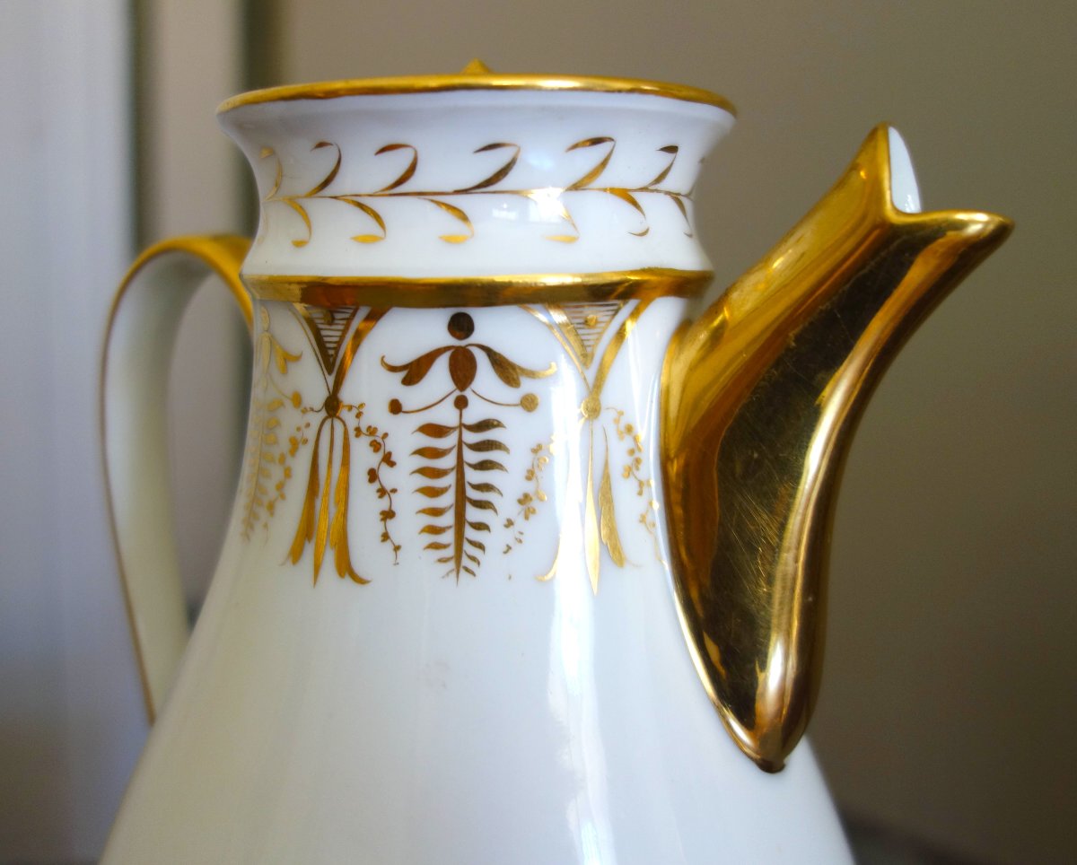 Verseuse, cafetière en porcelaine de Paris d'époque Empire à décor doré or fin-photo-5