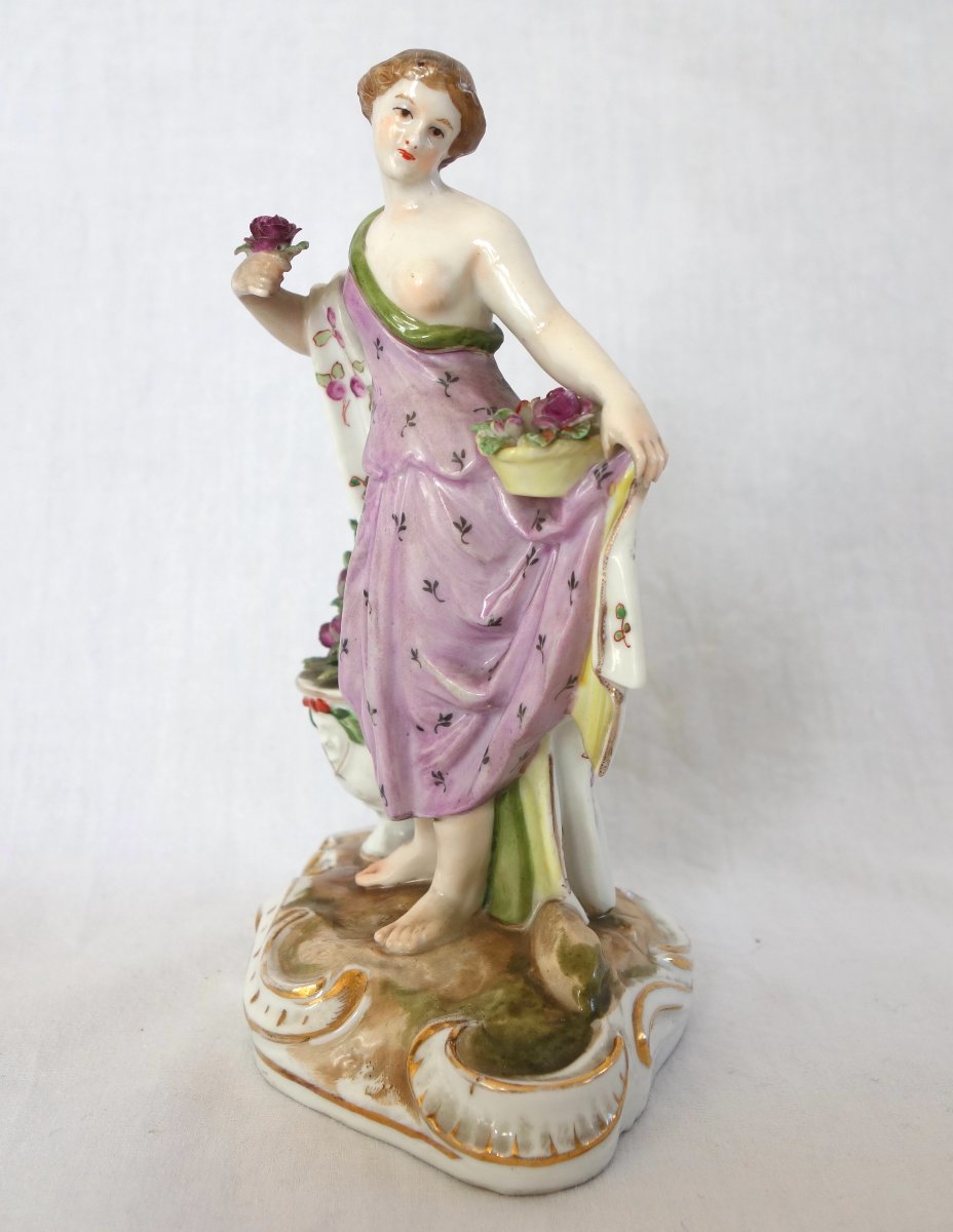Meissen - Polychrome Porcelain Figurine - Flora Or Spring-photo-3