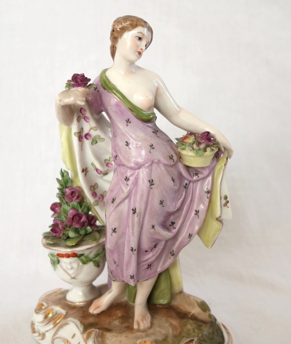 Meissen - Polychrome Porcelain Figurine - Flora Or Spring-photo-2