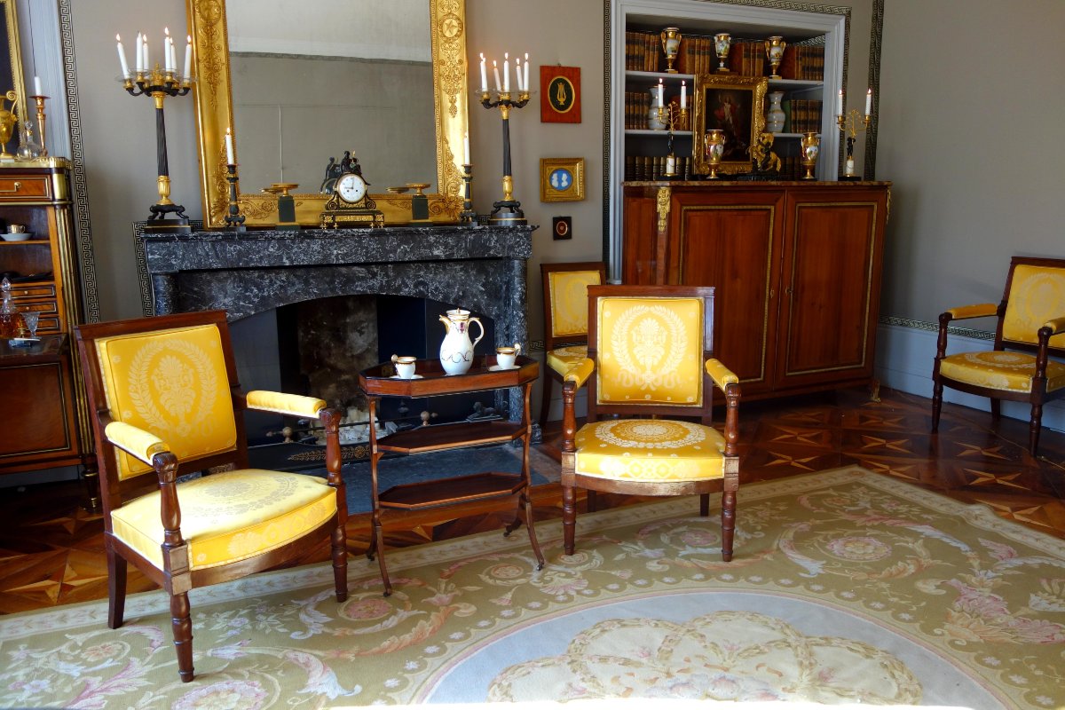 Pair Of Large 6-light Candelabras In Patinated And Mercury-gilded Bronze From The Empire And Restoration Periods-photo-8
