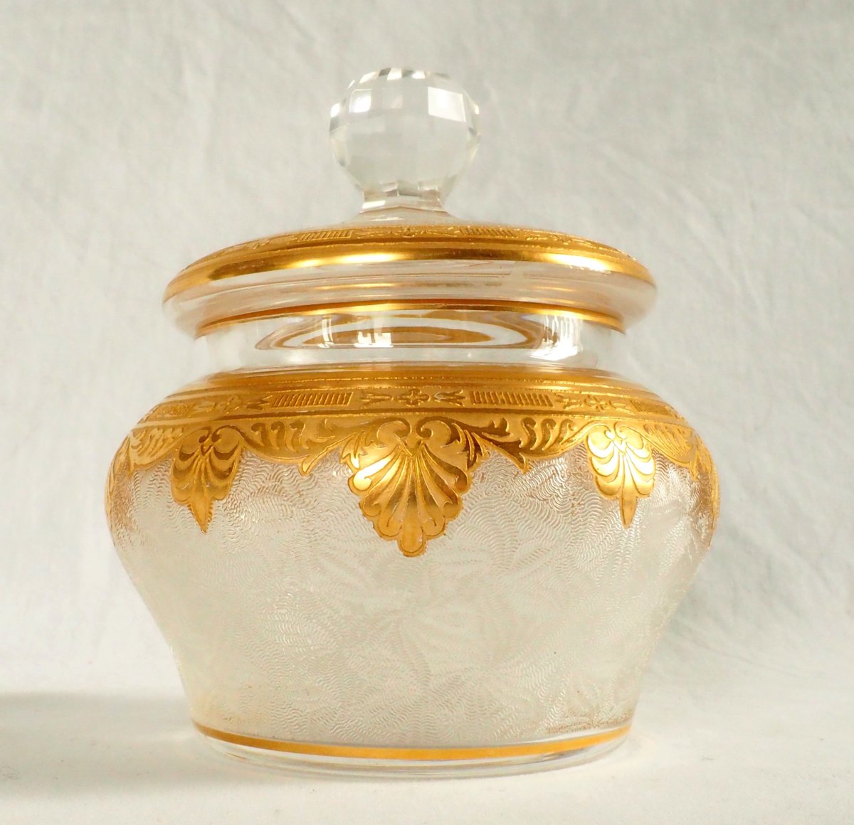Saint Louis - Crystal Candy Dish, Engraved And Gilded With Fine Gold - Nelly Model In The Empire Style-photo-2