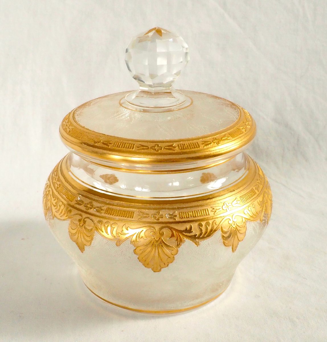 Saint Louis - Crystal Candy Dish, Engraved And Gilded With Fine Gold - Nelly Model In The Empire Style-photo-4