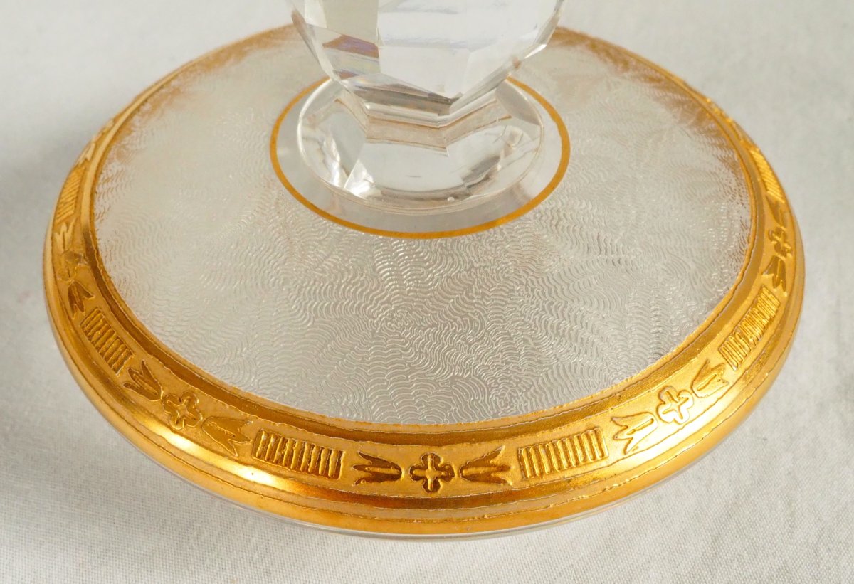 Saint Louis - Crystal Candy Dish, Engraved And Gilded With Fine Gold - Nelly Model In The Empire Style-photo-7