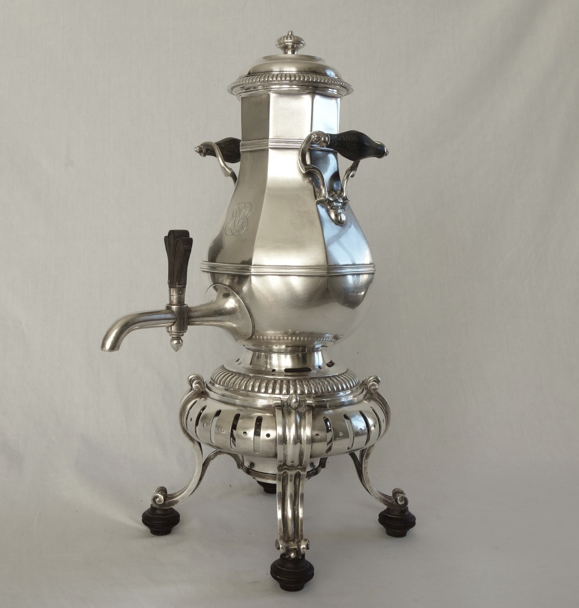 Cardeilhac: Regency-style Samovar / Tea Dispenser In Silver-plated Metal-photo-2