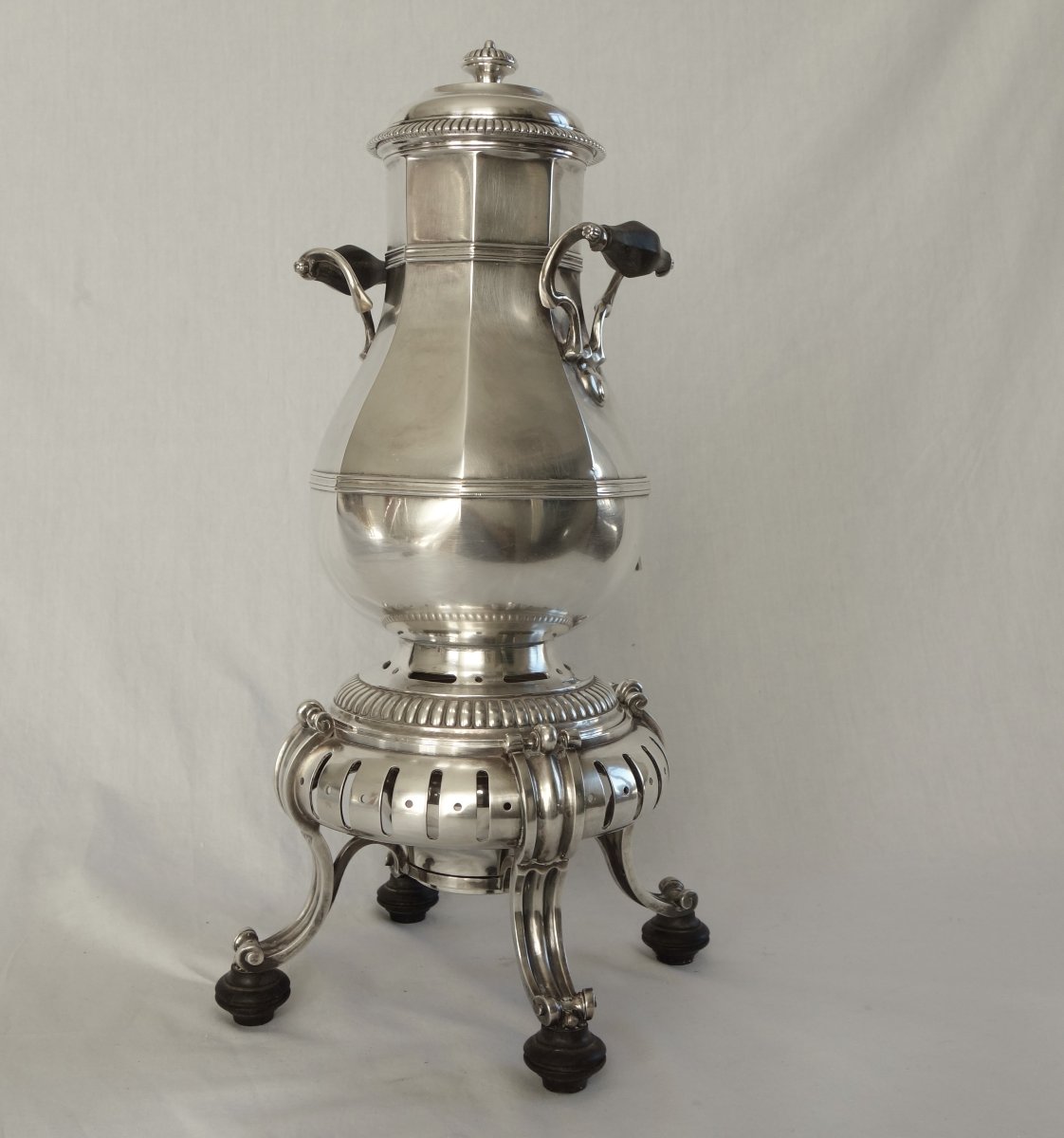 Cardeilhac: Regency-style Samovar / Tea Dispenser In Silver-plated Metal-photo-2
