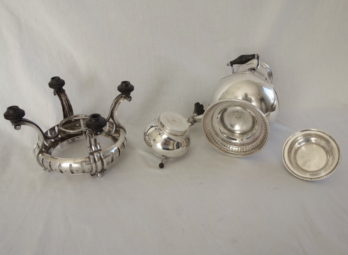 Cardeilhac: Regency-style Samovar / Tea Dispenser In Silver-plated Metal-photo-4