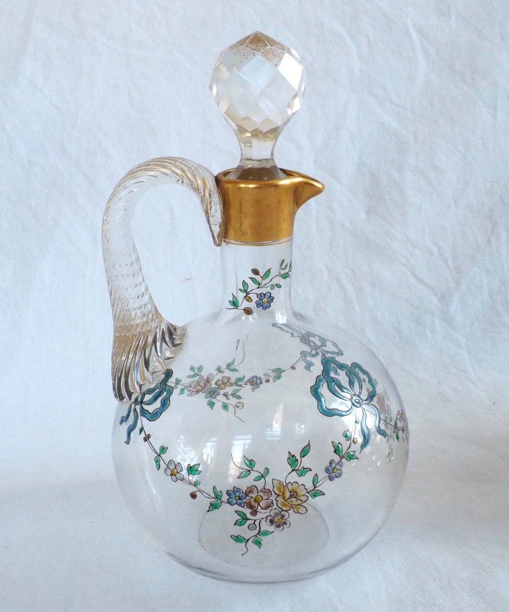 Baccarat : carafe à liqueur en cristal emaillé et doré de style Louis XVI - catalogue 1907-photo-1