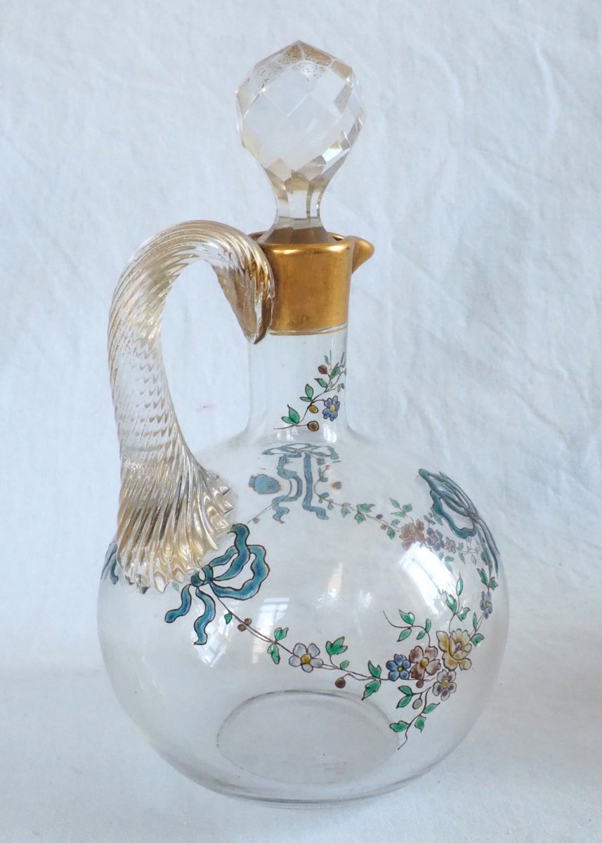 Baccarat : carafe à liqueur en cristal emaillé et doré de style Louis XVI - catalogue 1907-photo-4