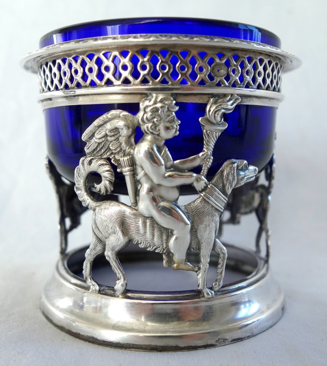   Pair Of Solid Silver Salt Shakers With The "amour Fidèle" Design, Empire And Restoration Periods, Rooster Hallmark-photo-2