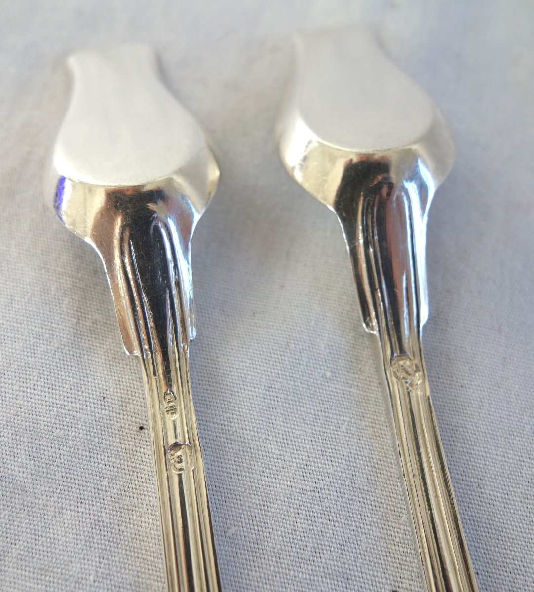   Pair Of Solid Silver Salt Shakers With The "amour Fidèle" Design, Empire And Restoration Periods, Rooster Hallmark-photo-8