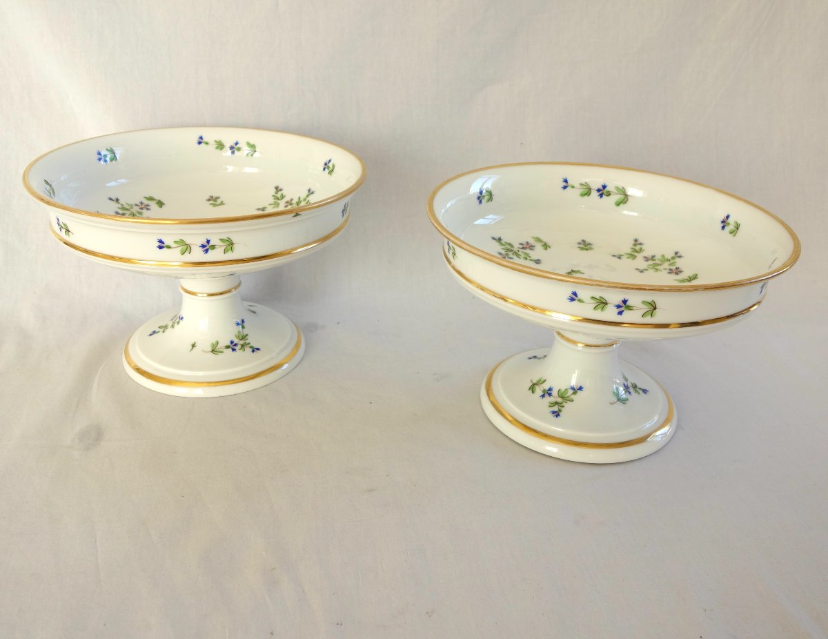 Pair Of Porcelain Fruit Bowls / Stemmed Bowls With A "barbeaux" Design, Attributed To Dihl & Guerhard-photo-5