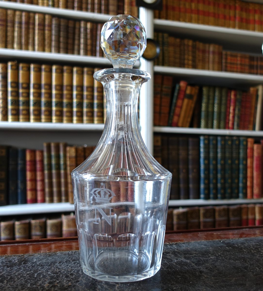 Baccarat : carafe à Cognac ou Whisky cristal du service Impérial : N & couronne de Napoleon III-photo-2