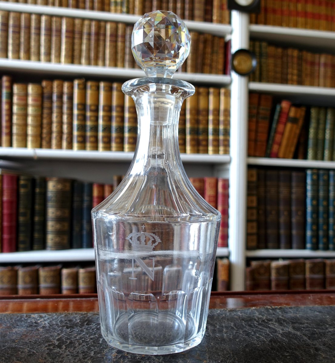 Baccarat : carafe à Cognac ou Whisky cristal du service Impérial : N & couronne de Napoleon III-photo-3