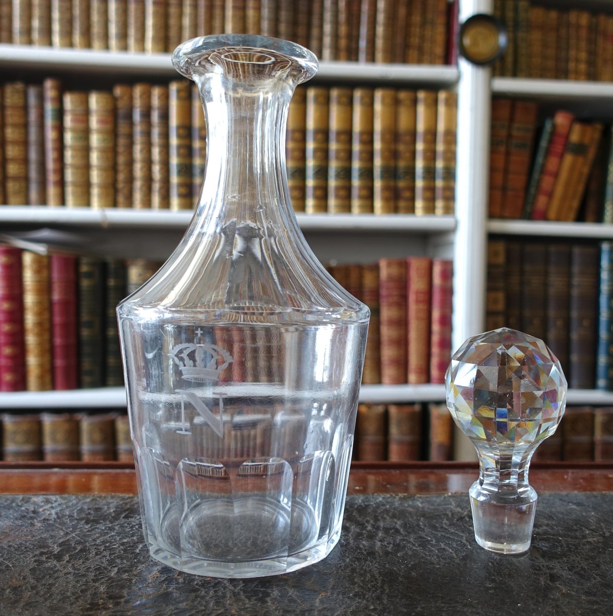 Baccarat : carafe à Cognac ou Whisky cristal du service Impérial : N & couronne de Napoleon III-photo-4
