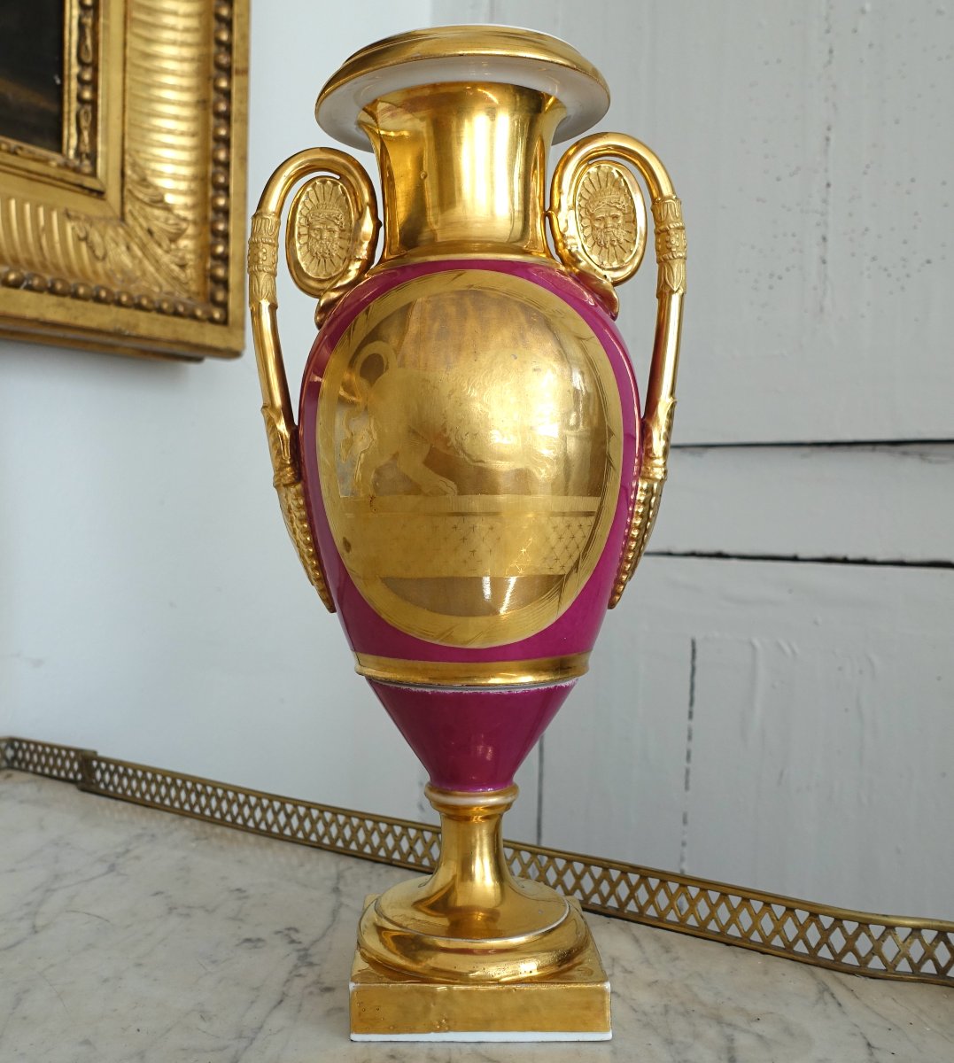 Ornamental Vase Made Of Gilded And Polychrome Parisian Porcelain  - Empire And Restoration Periods-photo-2