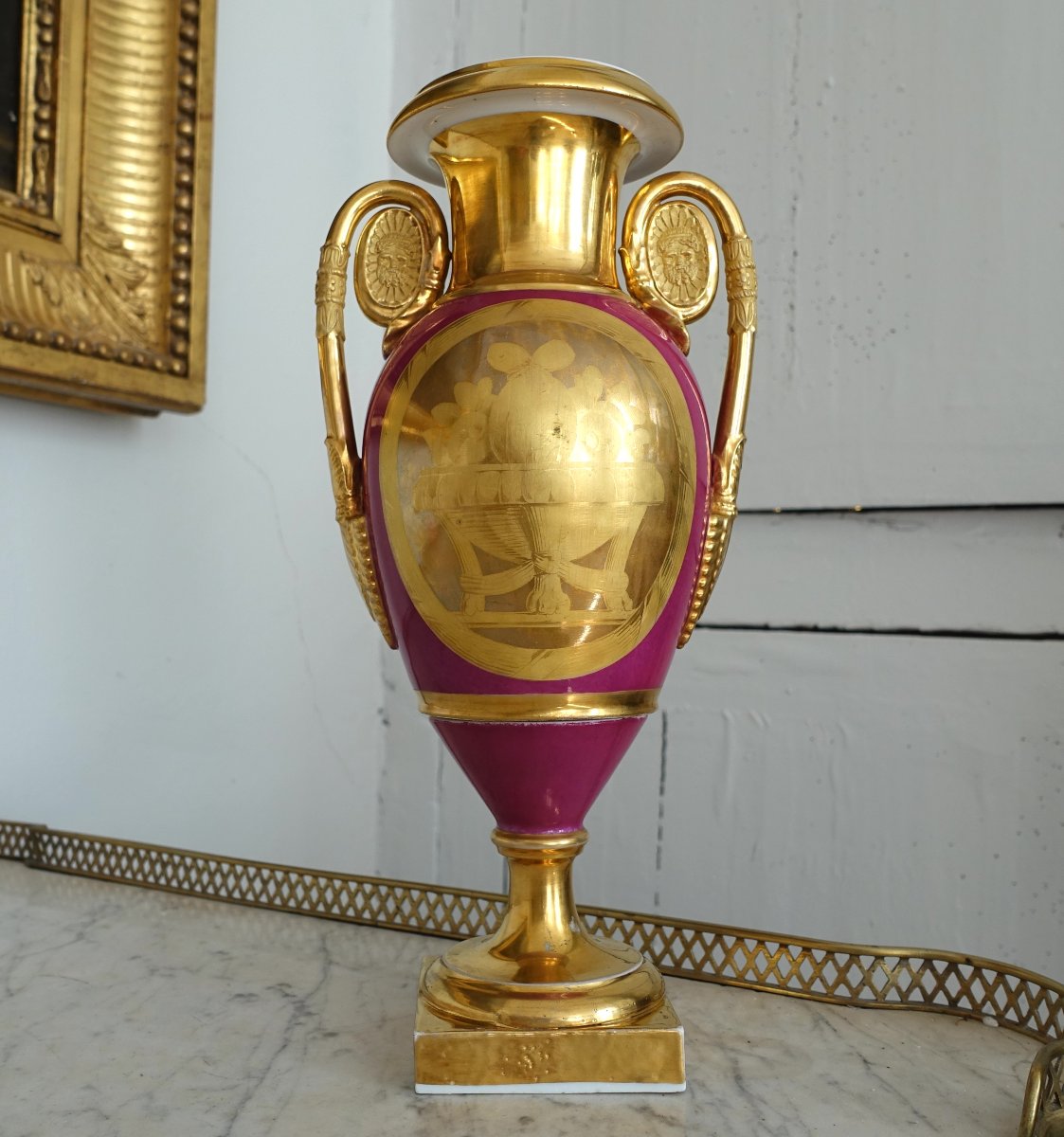 Ornamental Vase Made Of Gilded And Polychrome Parisian Porcelain  - Empire And Restoration Periods-photo-3