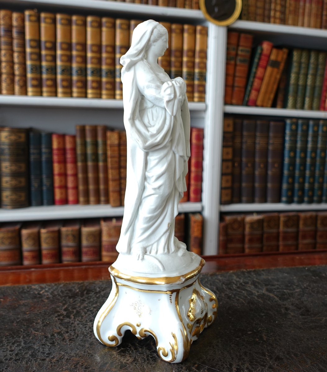 Virgin Of The Assumption—biscuit And Gilded Porcelain Statue Under A Glass Dome—circa 1840-photo-6