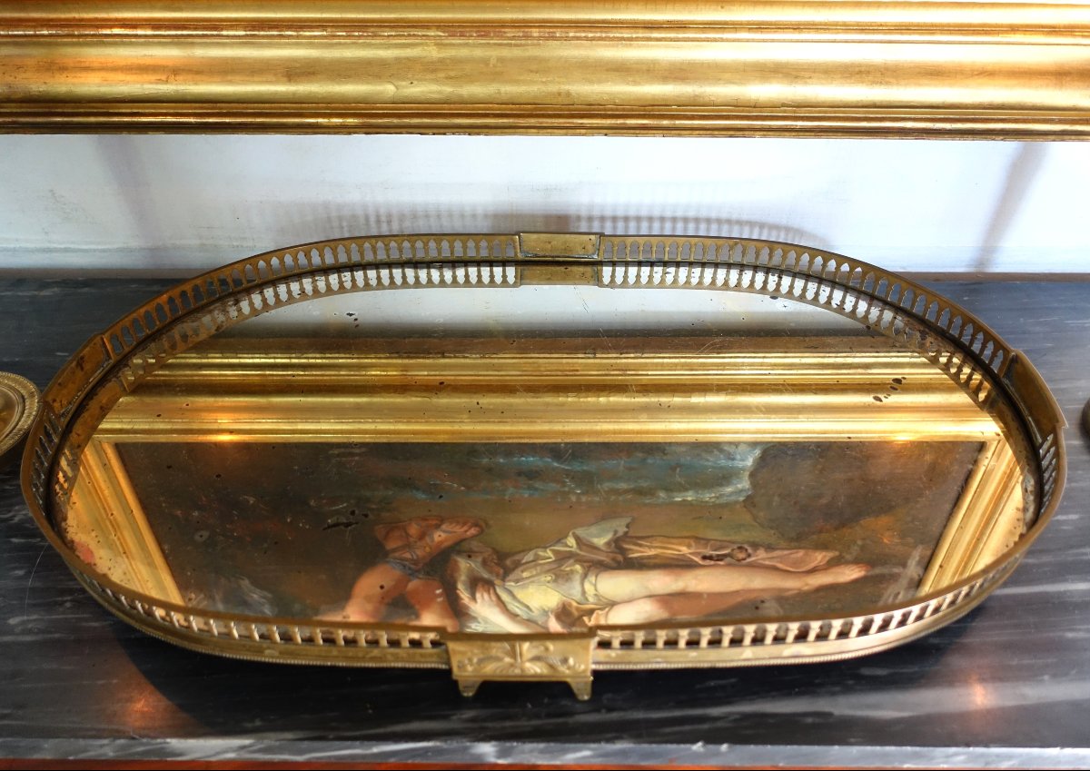 Large, Impressive Centerpiece Made Of Gilded Bronze And Mirror - 19th Century - 68 Cm-photo-1