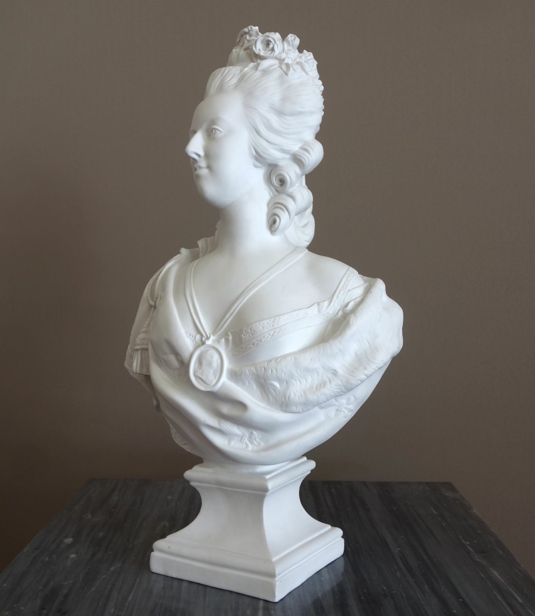 Bust Of Queen Marie Antoinette In Biscuit Porcelain, A Lecomte Design By Samson-photo-3